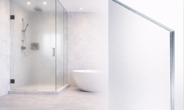 Frosted Glass shower door glass sample — AJ Glass LLC Milwaukee, WI